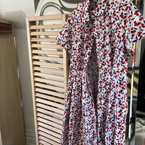 Donna Morgan Red and Blue CHERRY Dress Vintage Style! - Picture 3 of 7